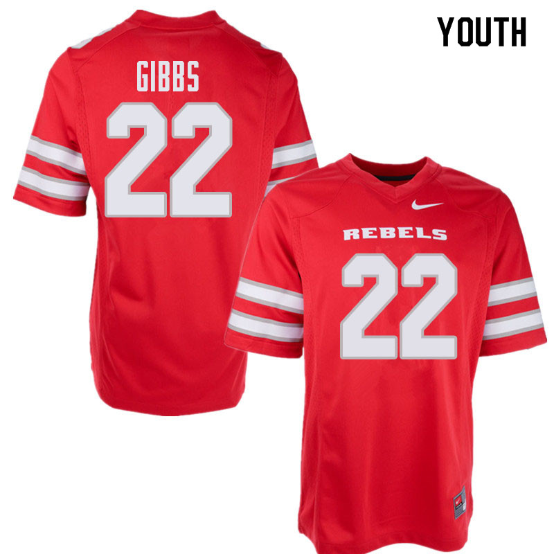 Youth UNLV Rebels #22 Demitrious Gibbs College Football Jerseys Sale-Red